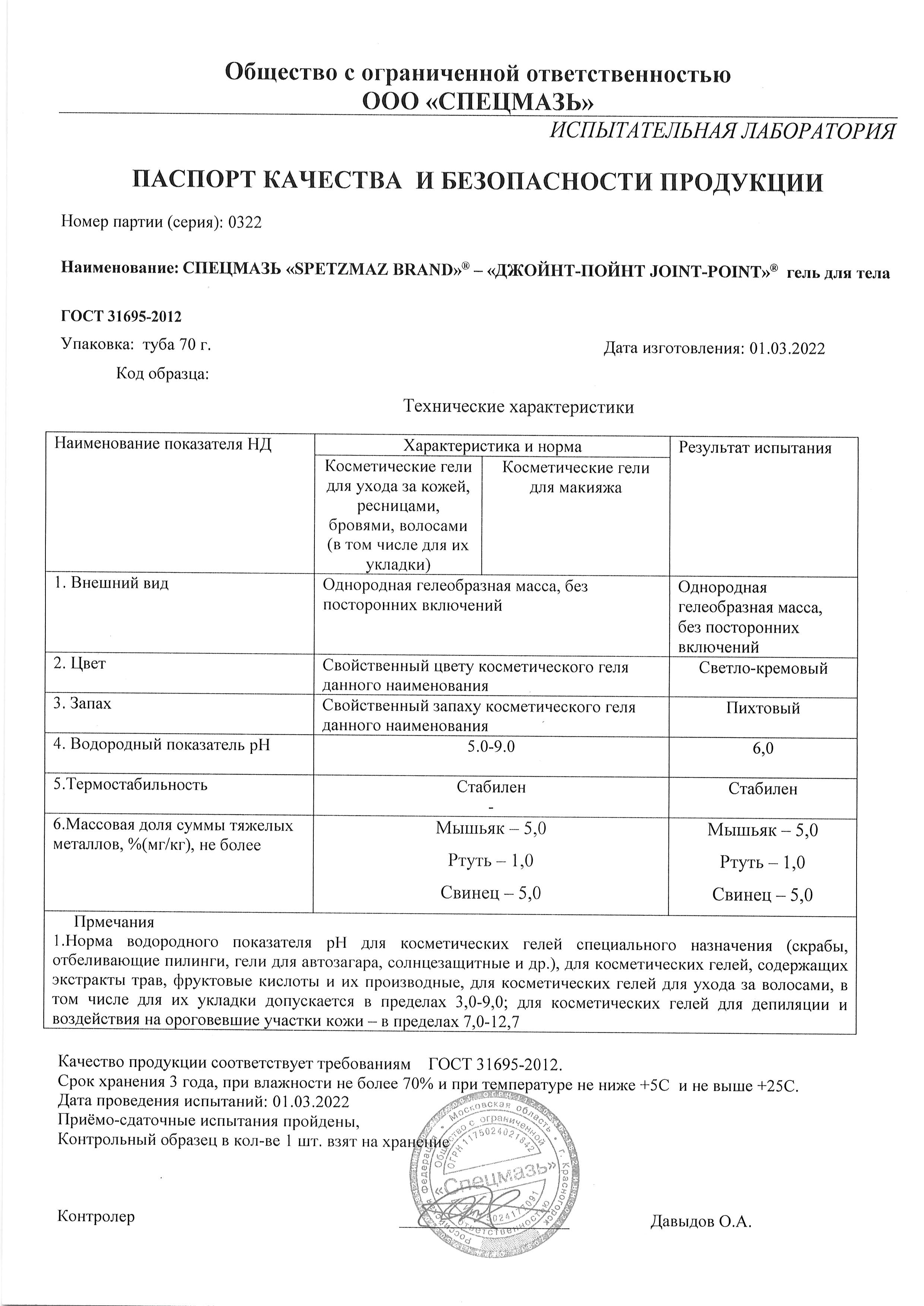 Паспорт №032022